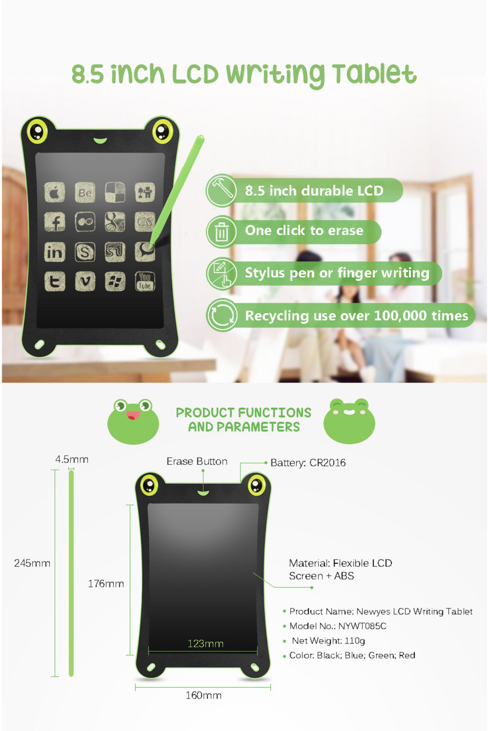 8.5 Inch frog handwriting board